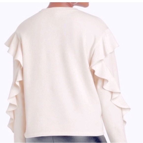 Cream Ruffle Sweatshirt Sm - Picture 5 of 5
